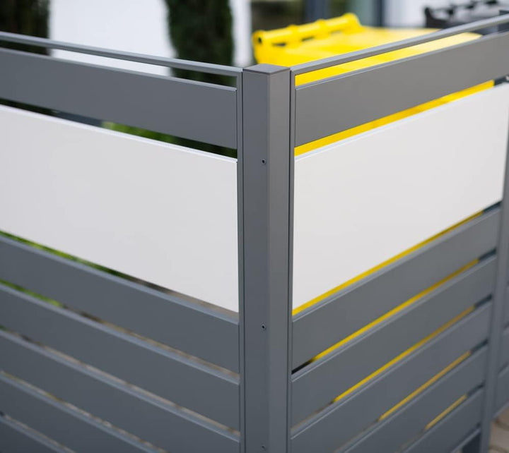 WESTMANN 5er Mülltonnenverkleidung Planum | Metall 400x90x120 cm Grau/Hellgrau | Mülltonnen Sichtsch