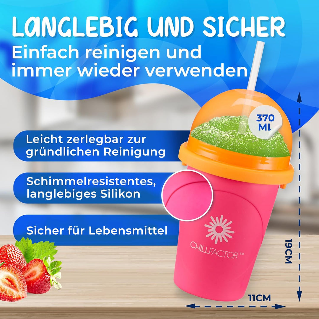 Slushy Maker Magic Freez | Slush Ice Becher mit Strohhalmlöffel | Eisbecher Alternative für Eis selb