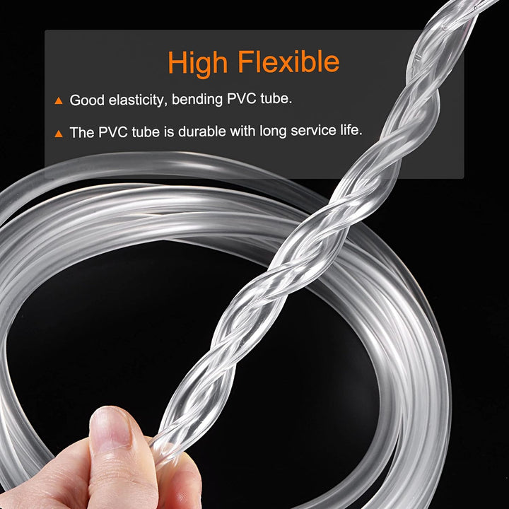 sourcing map PVC Transparenter Schlauch Vinylschlauch 8mm ID 12mm OD 10ft Flexibles Leichtgewicht fü