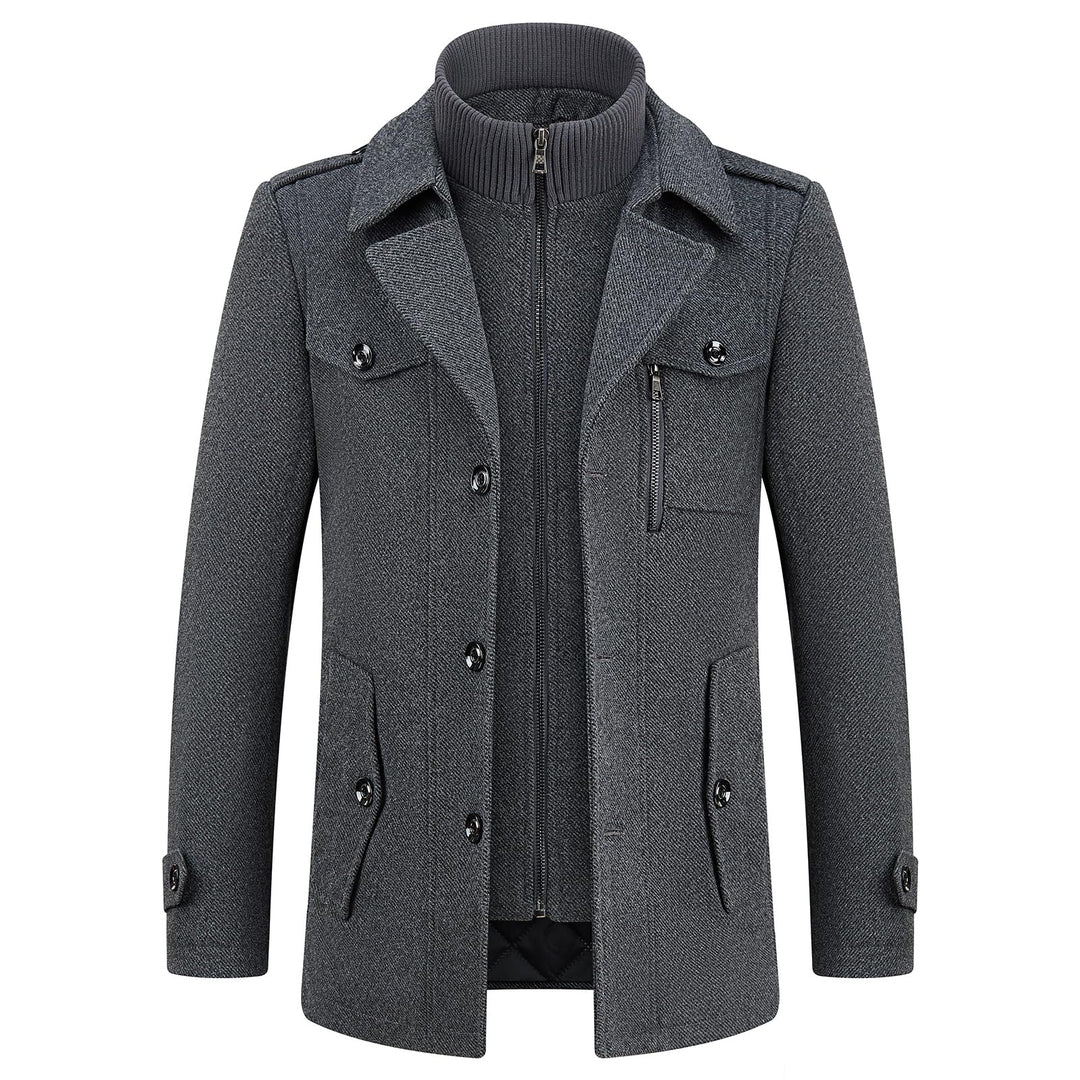 KUDORO Herren Wintermantel Wolle Kurzmantel Herren Wollmantel Mittellang Slim Fit für Business Freiz