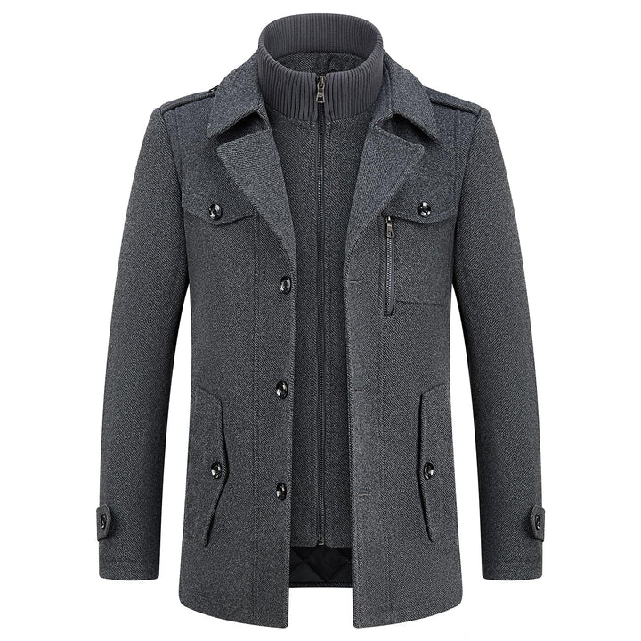 KUDORO Herren Wintermantel Wolle Kurzmantel Herren Wollmantel Mittellang Slim Fit für Business Freiz