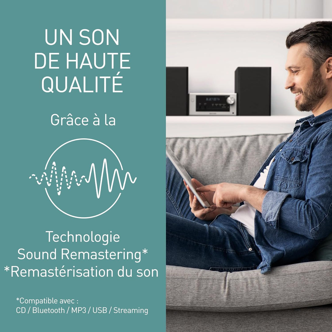 Panasonic SC-PM702EG-S Neat Micro Hi-Fi Stereoanlage mit CD, DAB+/FM-Radio, USB und Bluetooth, Lauts