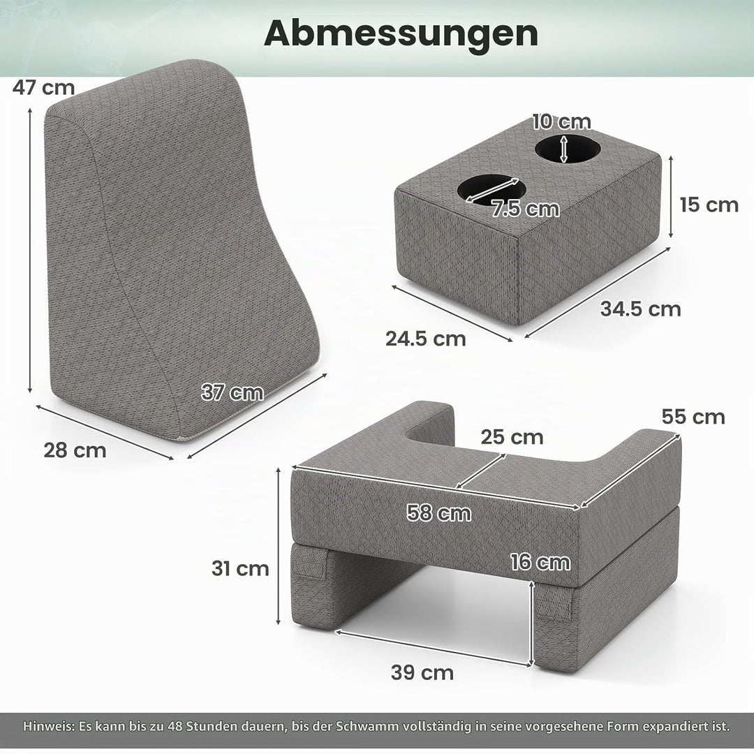 LIFEZEAL Lesekissen für Bett &amp; Sofa, Buchkissen mit Untersetzer, Rückenkissen &amp; Aufbewahrungstasche,