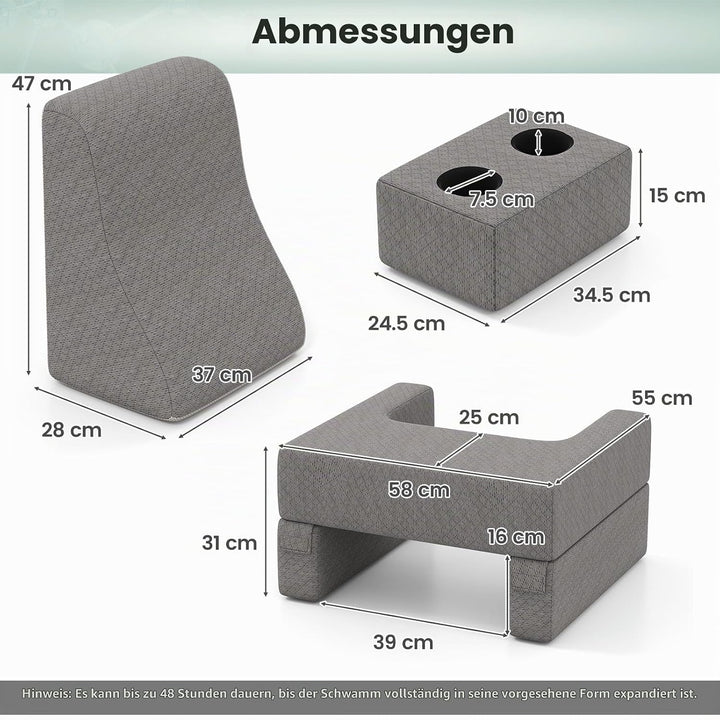 LIFEZEAL Lesekissen für Bett &amp; Sofa, Buchkissen mit Untersetzer, Rückenkissen &amp; Aufbewahrungstasche,