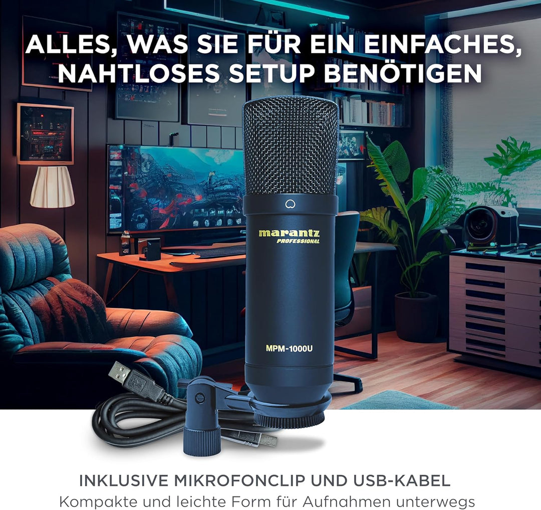Marantz Professional MPM-1000U - Grossmembran USB Kondensator Mikrofon mit Nierencharakteristik mit
