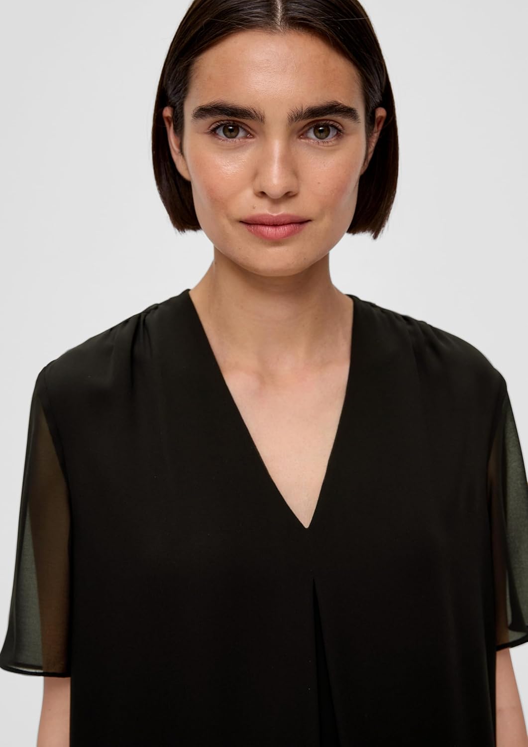 s.Oliver BLACK LABEL Bluse mit V-Ausschnitt, Schwarz