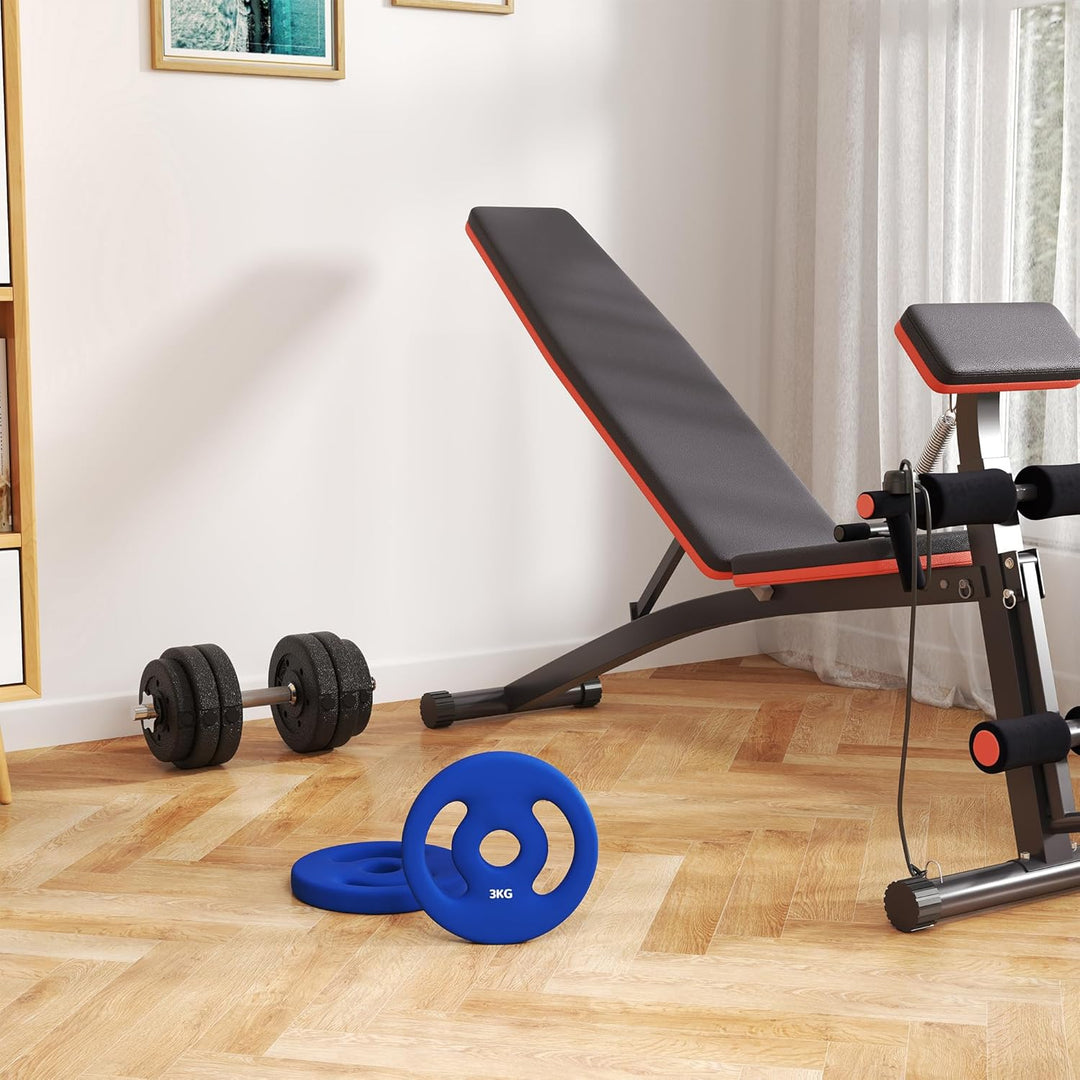 SPORTNOW Gewichtsplatte 2 x 3 kg, Hantelscheiben für Stangen Ø 2,5 cm, mit Griffen, leicht zu greife