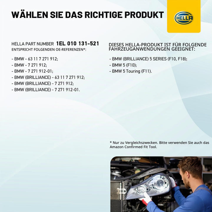 HELLA 1EL 010 131-521 Bi-Xenon/LED-Hauptscheinwerfer - rechts - für u.a. BMW 5 (F10) Rechts Bi-Xenon