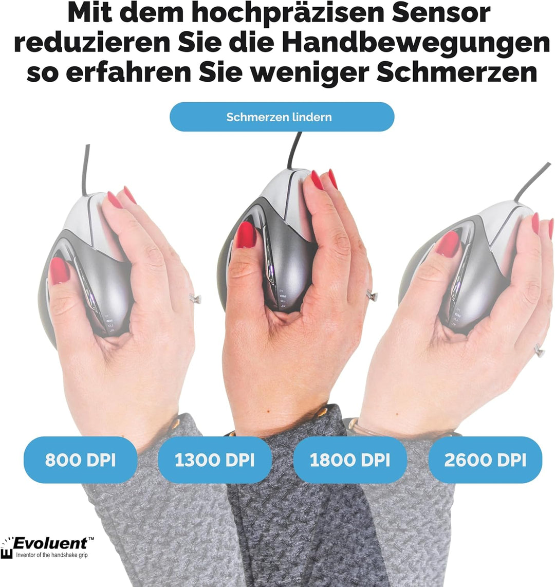 Evoluent VM4R Vertical Mouse 4 Maus für Rechtshänder, Schwarz, Grau Single, Single