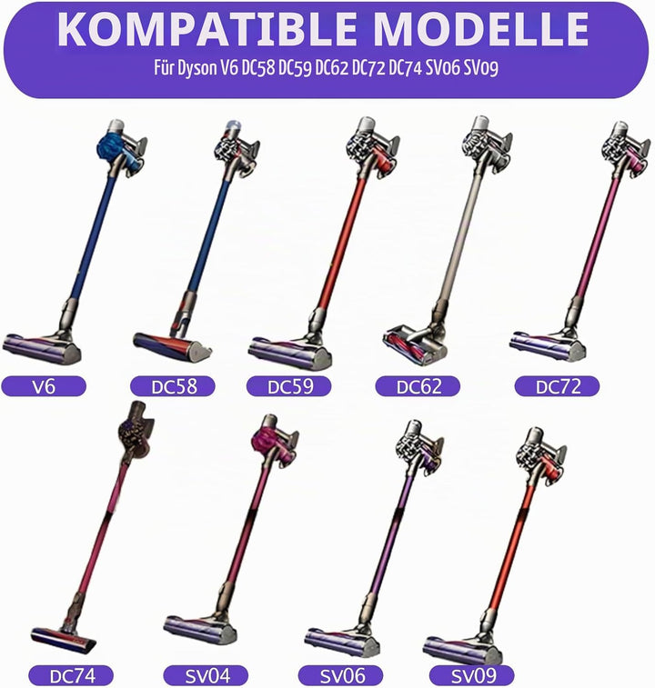 Bürste kompatibel für Dyson V6 DC58 DC59 DC62 DC72 DC74 SV04 SV06 SV09, Ersatzteile Bodendüse Zubehö