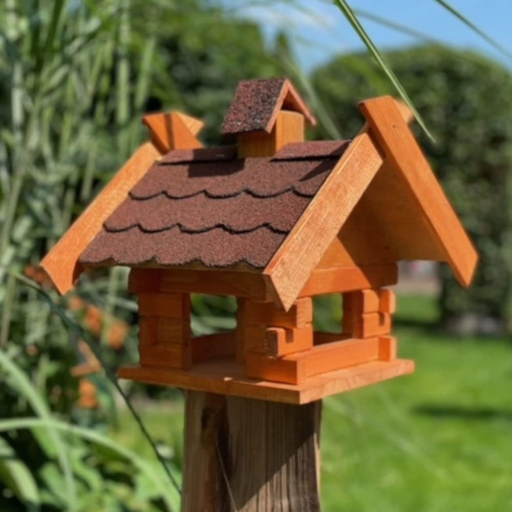 Rechteckiges Vogelhaus M - XL wetterfest aus Holz Vogel Futterstelle Haus mit und ohne Ständer (Grös