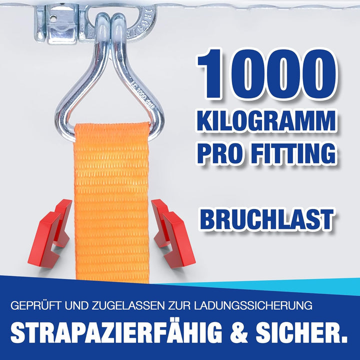 NTG 4 Stück | Doppel Fitting | Endbeschlag für Airlineschiene | Double Stud | ohne Ring| Zurrschiene