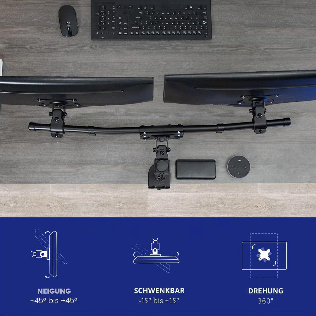 VIVO Dual-VESA-Halterungsadapter, horizontale Montagehalterung für 2 Monitor-Bildschirme bis 68,6 cm