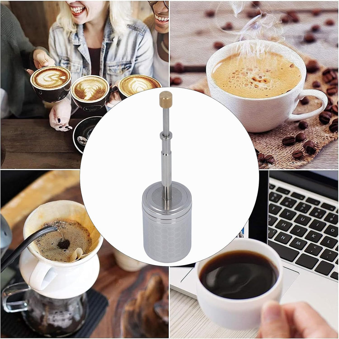 CDQL Kaffee- und Teebereiter, Press-Kaffee-Ei, Tragbare Micro-French-Press aus Edelstahl, Wiederverw