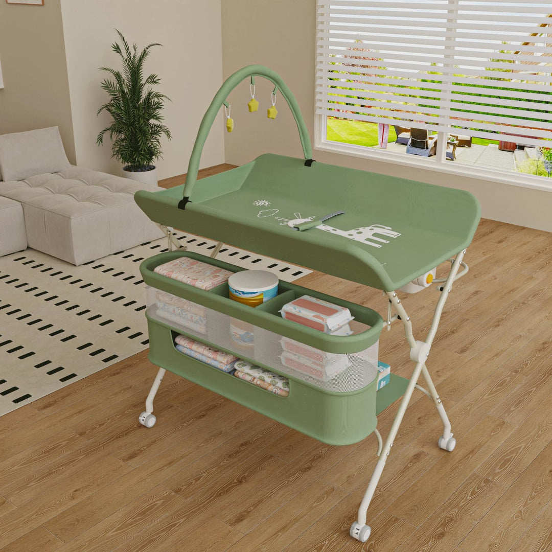 OHMG Baby Wickelkombi Mobiler Bade-Wickeltisch faltbar,klappbare Wickelkommode mobiler,Wickeltisch m