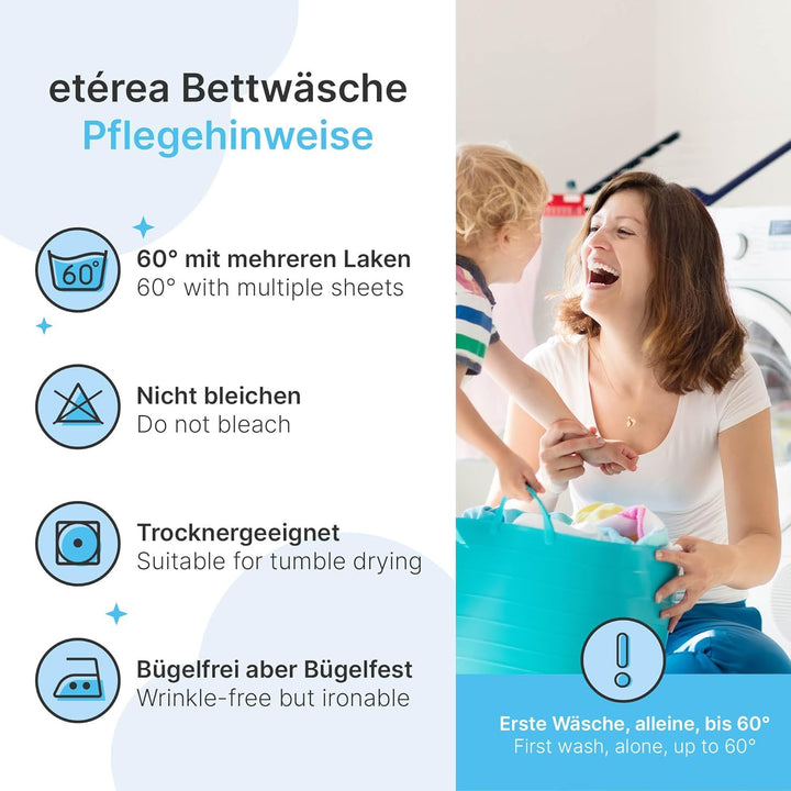 etérea Microfaser Bettwäsche Mandala 200x220 3er Set - Bügelfrei mit Reissverschluss - Allergiker ge