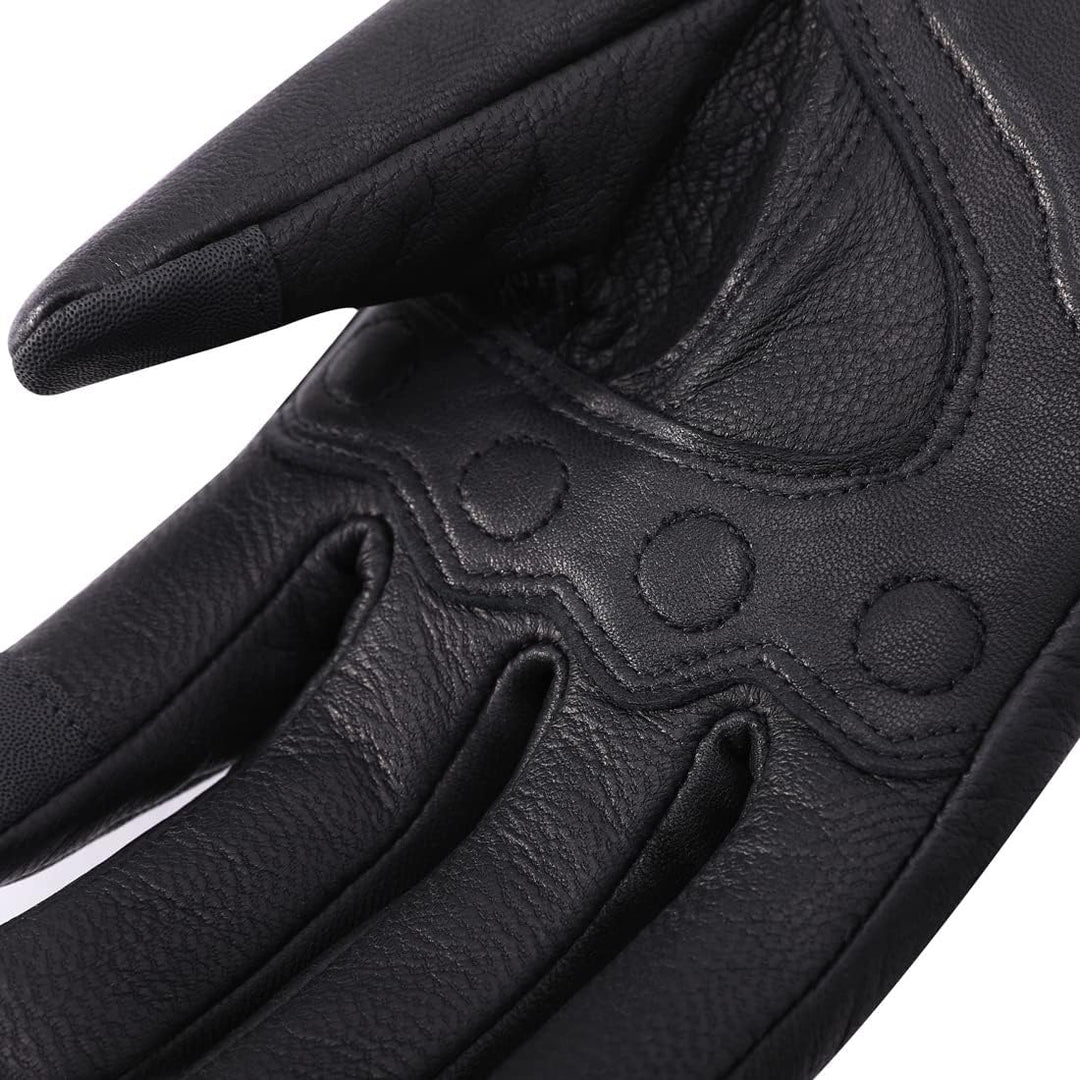 Harssidanzar Herren Winter Motorradhandschuhe,echtes Leder Vollfinger Touchscreen Thermisch gefütter