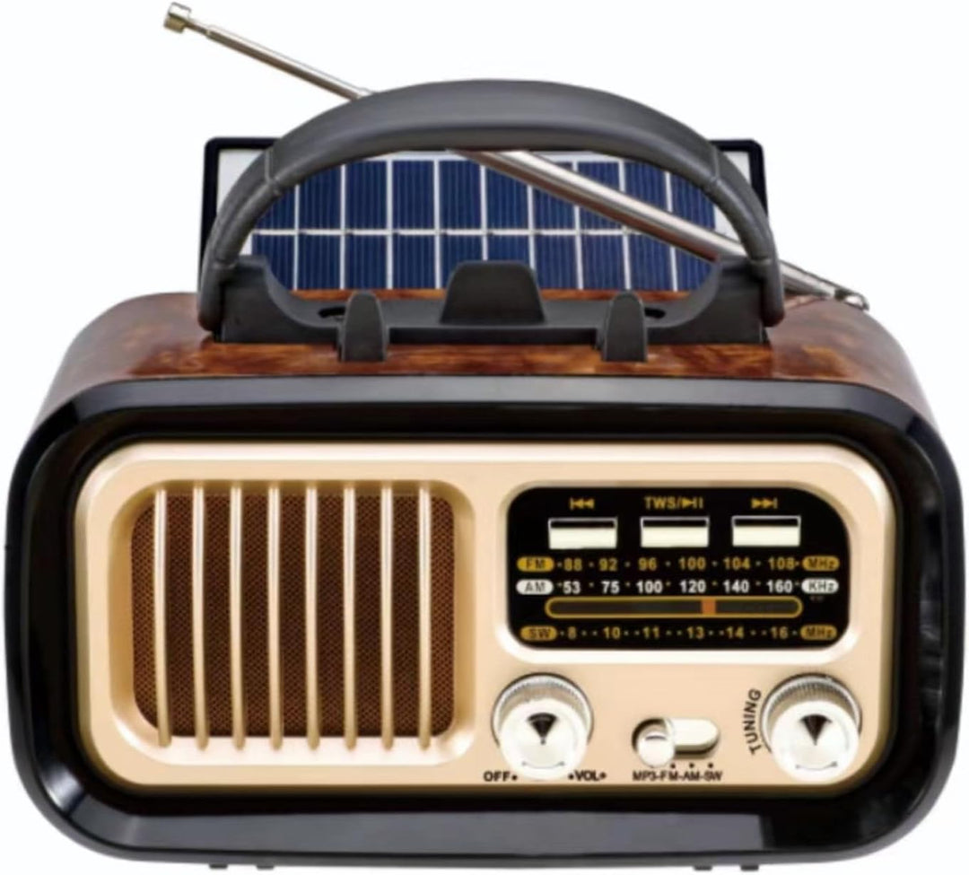 Bluetooth-Retro-Radio, FM-Transistor, Kleiner AM-Transistor, batteriebetriebenes Radio mit oder Sola
