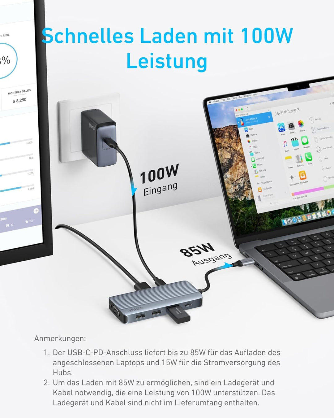 Anker 8-in-1 USB-C Hub, USB C Dockingstation Triple Display Multi-Port Dongle mit 2 HDMI und VGA, 5