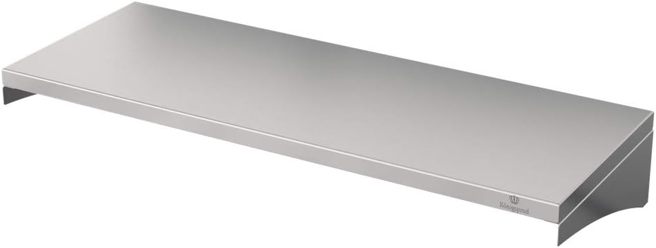 KÖNIGSPROD Edelstahl Wandregal, Bücher Regal, Tellerbord, Küche, Asteria, 300 x 800 mm, 300 x 800 mm