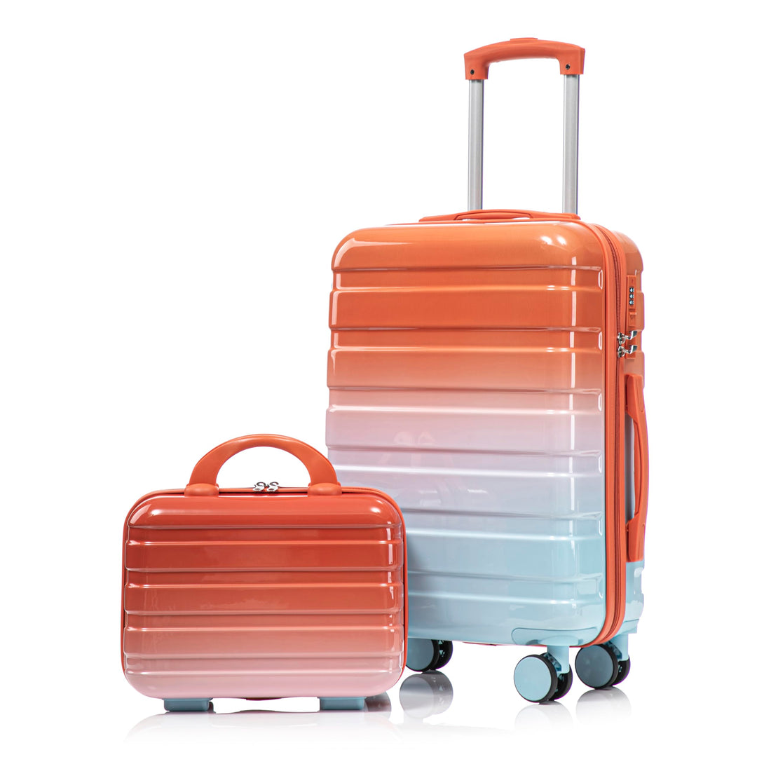 Hartschalen-Koffer Trolley Handgepäck Rollkoffer, Reisekoffer Set mit 4 Rollen, 2er Gepäckset, Blau