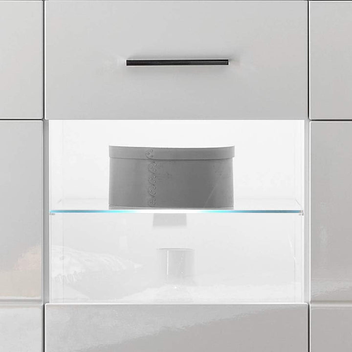 Lomadox Sideboard in weiss Hochglanz Breite: 164cm inkl. LED-Glaskantenbeleuchtung