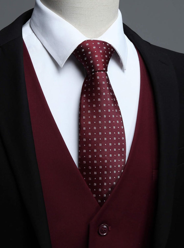 HISDERN Herren Formale Hochzeit Party Weste Baumwolle Einfarbig Weste XS Burgund 2, XS Burgund 2