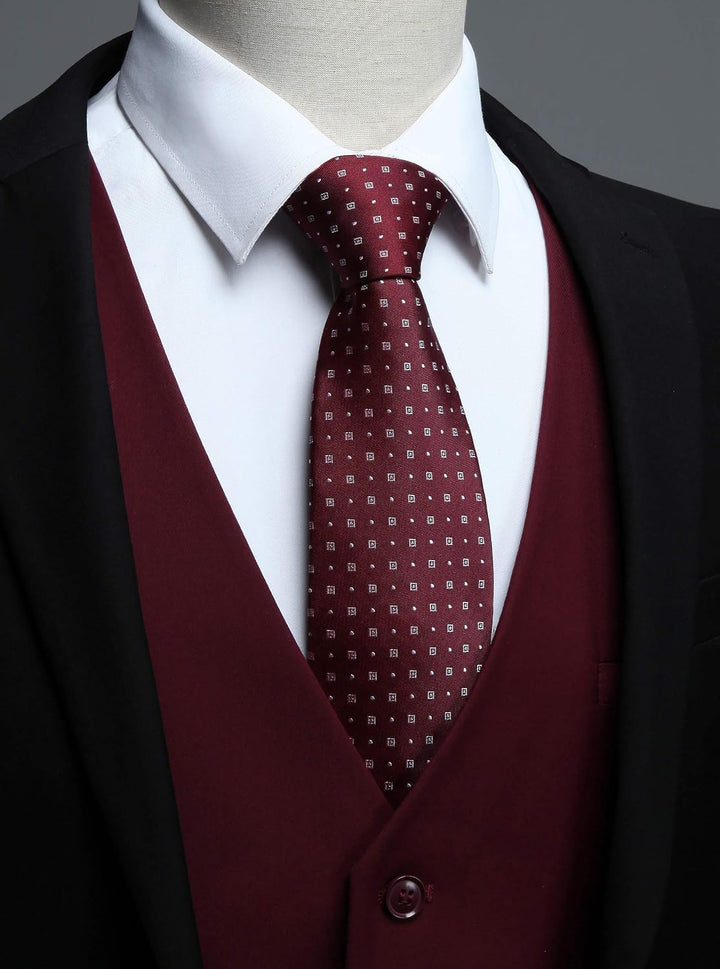 HISDERN Herren Formale Hochzeit Party Weste Baumwolle Einfarbig Weste S Burgund 2, S Burgund 2