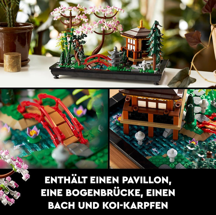 LEGO Icons Garten der Stille, Botanical Zen-Garten-Set für Erwachsene mit Lotusblumen & Icons Bonsai