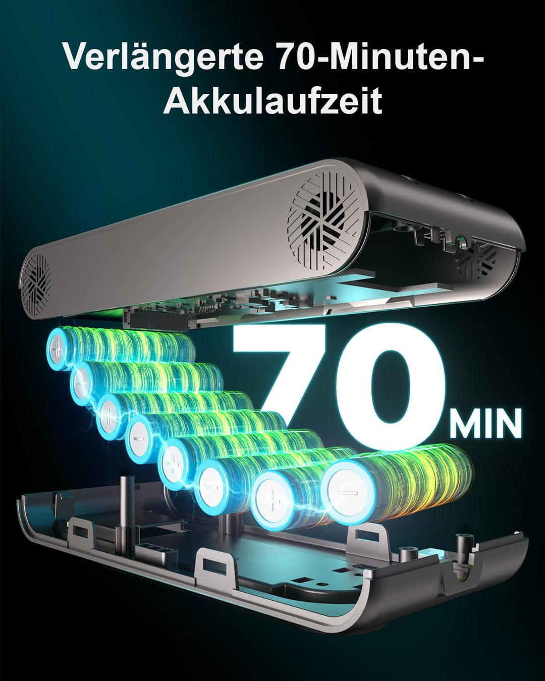 Akku Staubsauger 50000Pa/600W/65Min, staubsauger kabellos mit Display, 2L Staubbehälter, Anti-Tangle