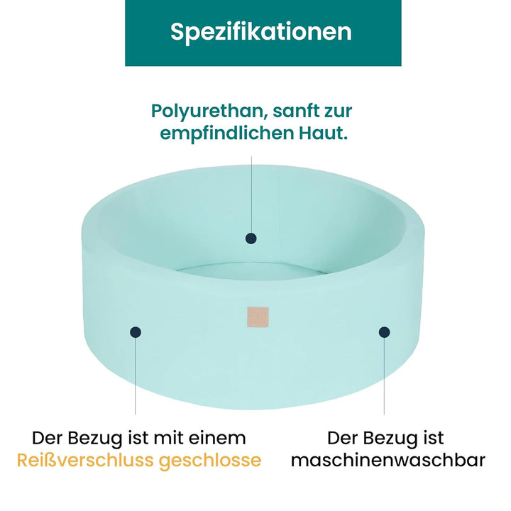MEOWBABY Bällebad Baby - Rund 90x30cm Baby Pool für Kinder mit 200 Bälle, Baumwolle, Hellrosa: Weiss