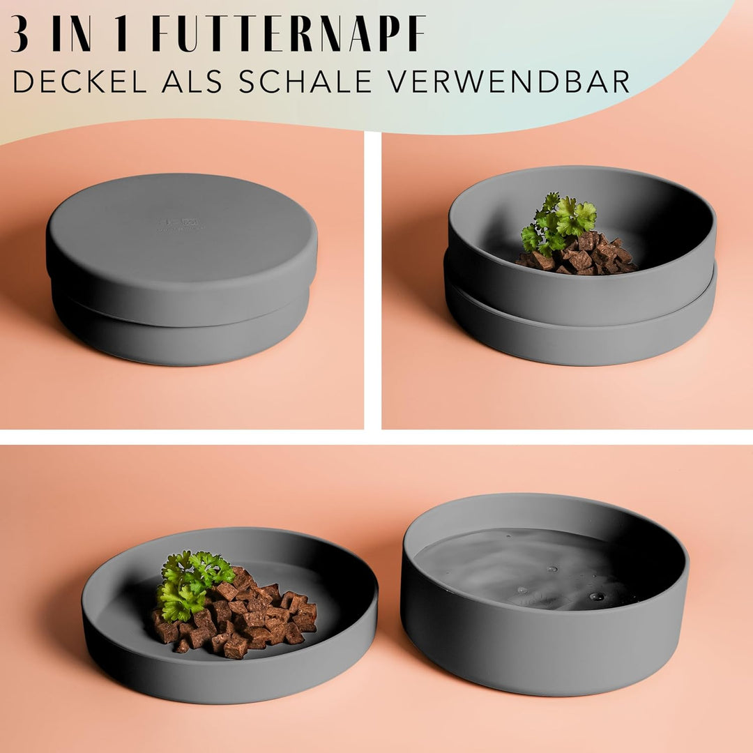 ne&amp;no® Silikon Hundenapf 1200 ml mit Deckel für kleine und mittelgrosse Hunde | im Kühlschrank luftd