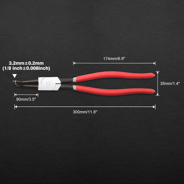 LEONTOOL Sprengringzange, 33 cm, robuste Innen-Sicherungsringzange, gebogene Backenspitze, Durchmess