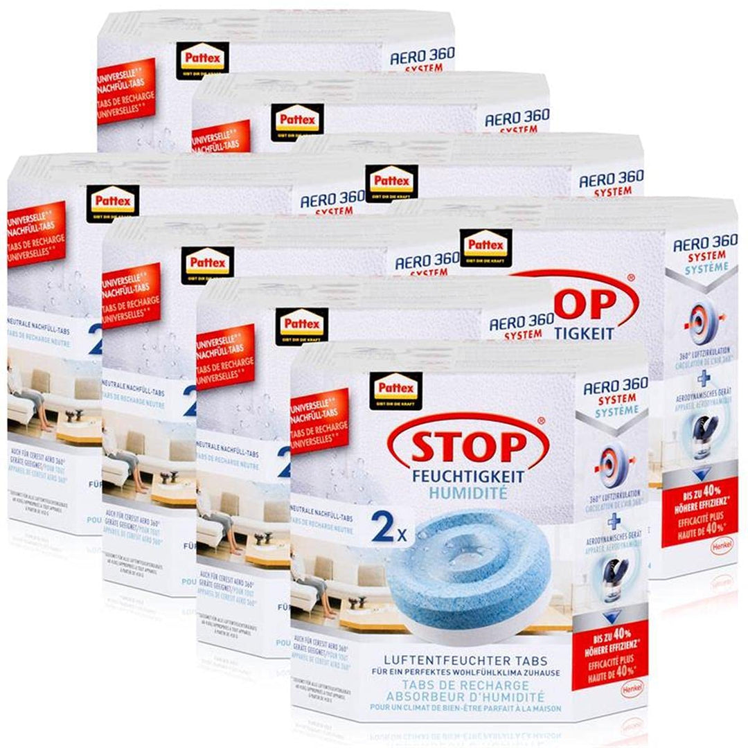 Henkel Pattex Stop Feuchtigkeit Aero 360° Luftentfeuchter Nachfüllpack 2x450g Neutral-Tabs - Vorbeug