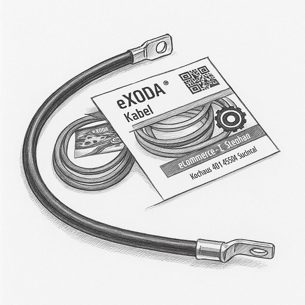 Exoda Batteriekabel 35 mm² 20cm mit Kabelschuhen M8 Schwarz für KFZ Boot Motorrad flexibles Kupferka