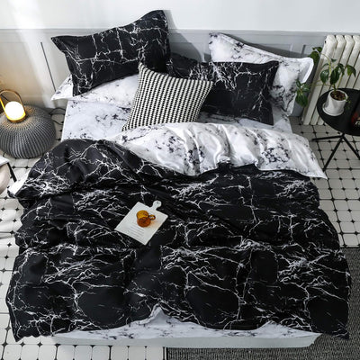 OLDBIAO Marmoriert Bettwäsche Set 2tlg, Schwarz Weiss Marmor Bettbezug 135x200cm mit Kissenbezug 80x