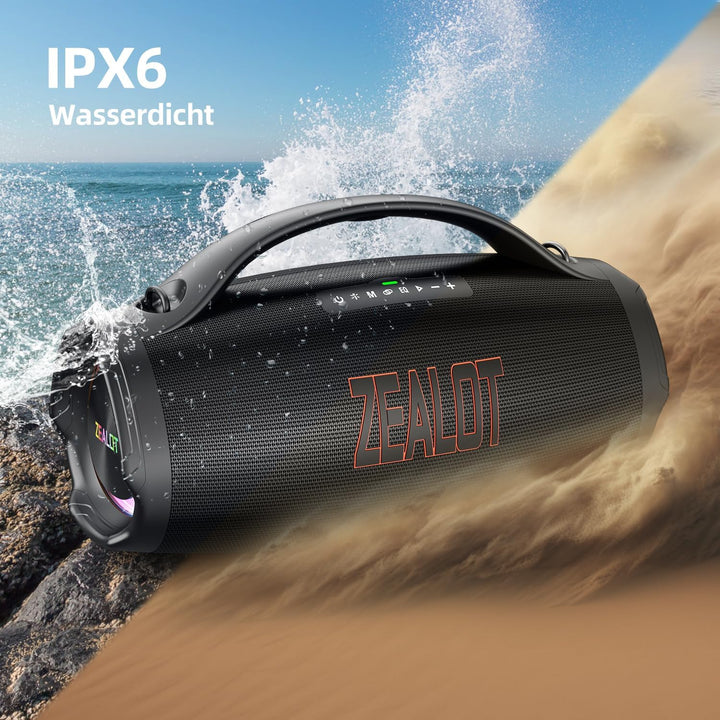 Zealot Bluetooth Lautsprecher,160W RMS/200W Peak Musikbox,Mega Volume Bass,IPX6 Wasserdicht,BT5.3,36