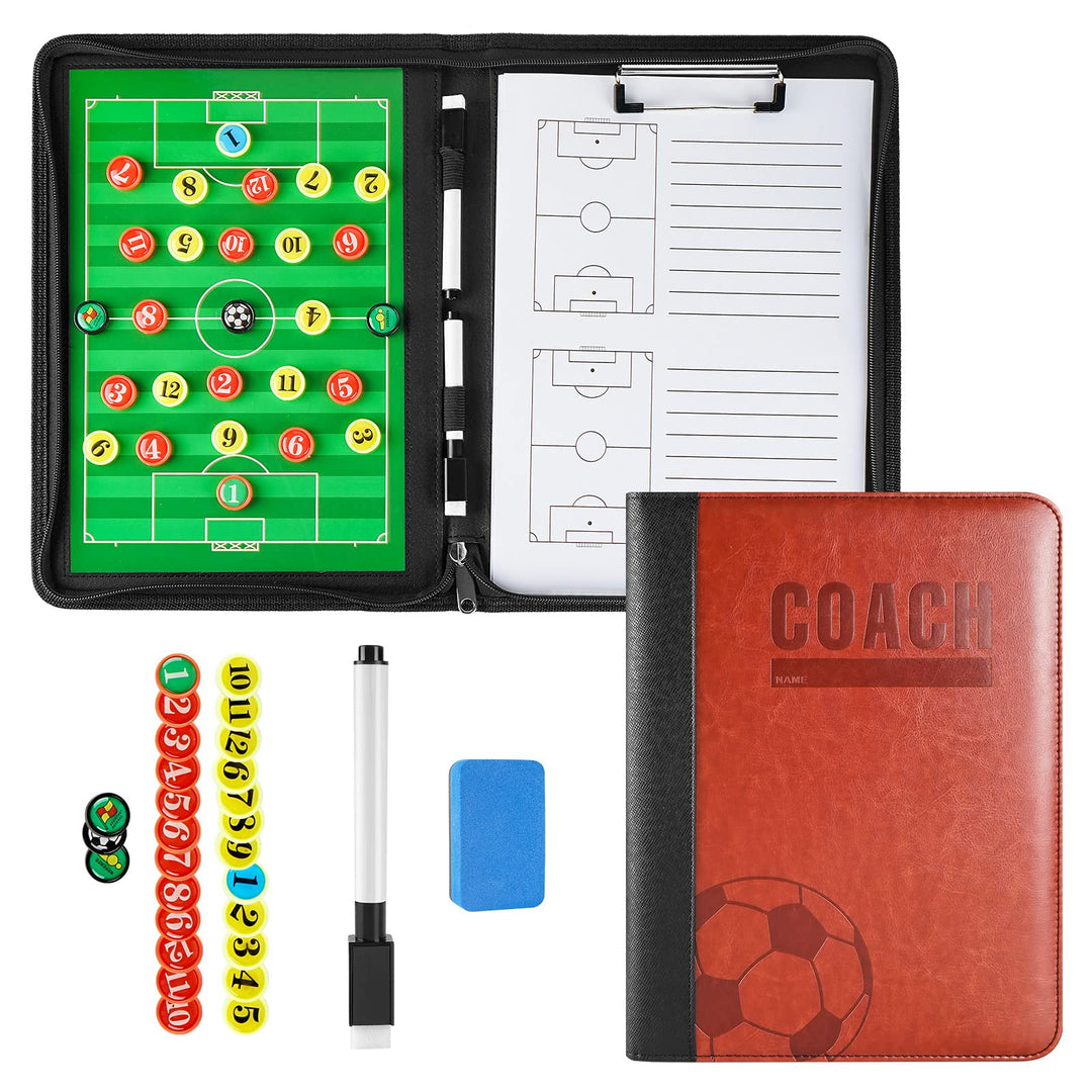 MKNZOME Professional Tragbar Taktikboards, Magnet Fussball Coach-Board Taktikmappe Coach-Mappe mit T