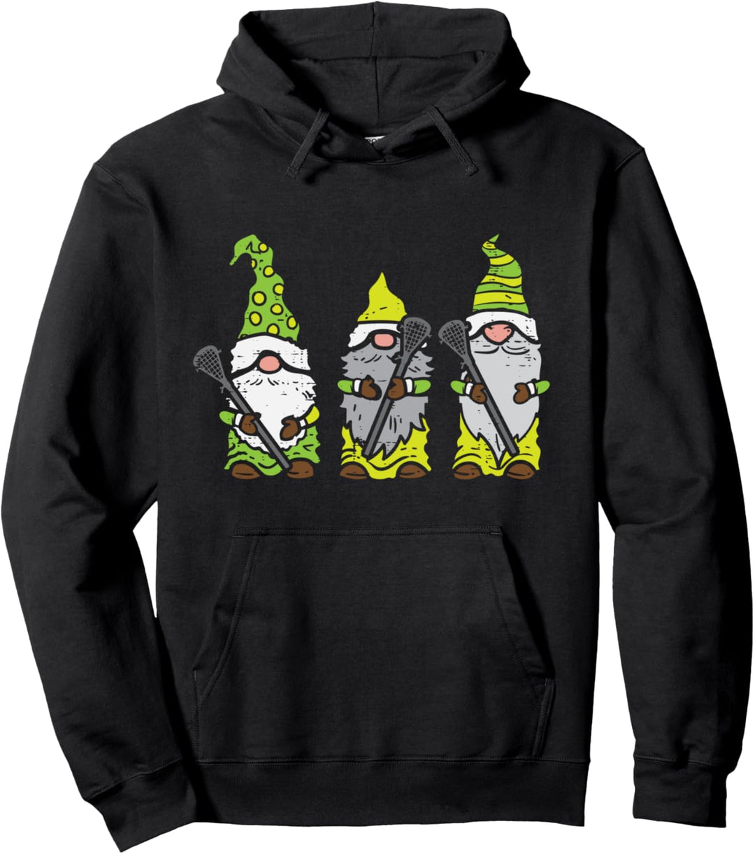 Three Nordic Gnomes Lacrosse Tomte Lax Player Men Women Kids Pullover Hoodie