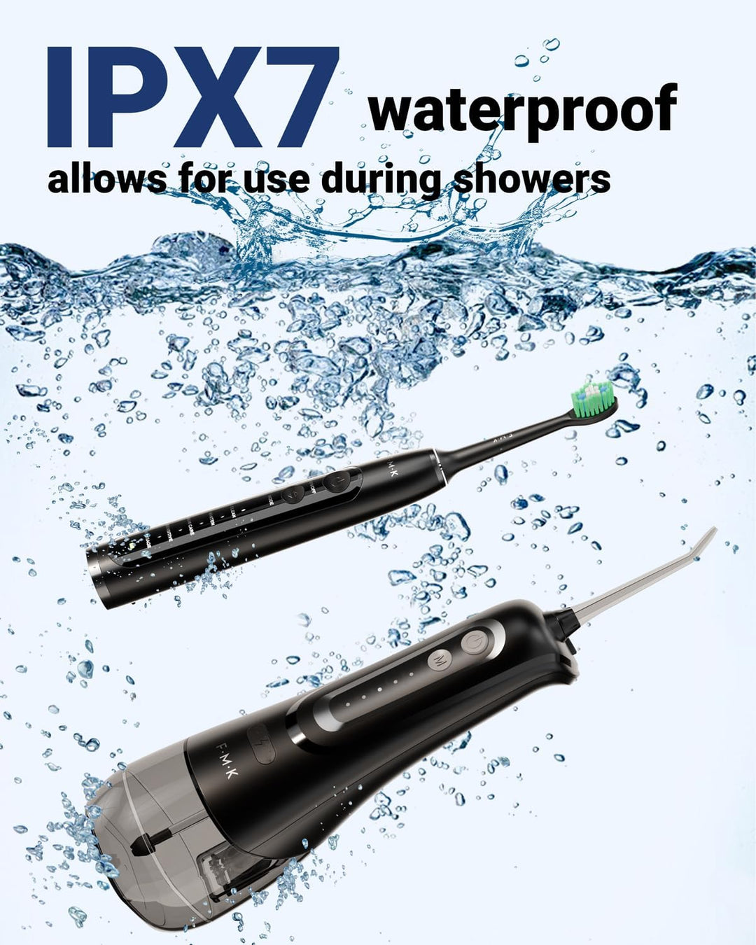 Wasser-Zahnseidenstab & Elektrische Zahnbürste für Erwachsene – 2-in-1 Mundpflege-Set (Schwarz)