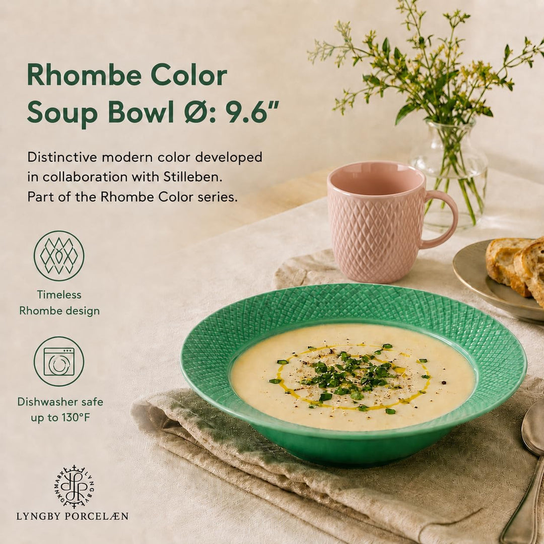Lyngby Porcelæn Tiefer Teller Ø24.5 cm Rhombe Color Mix & Match Porzellan, grün, Grün