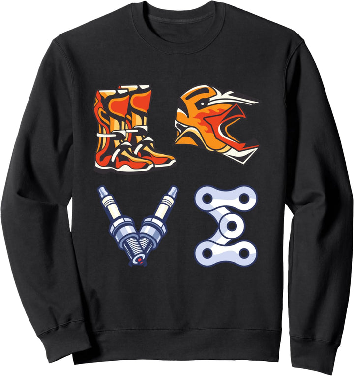 Motocross Biker Motorradfahrer Bike Love Liebe Ersatzteile Sweatshirt