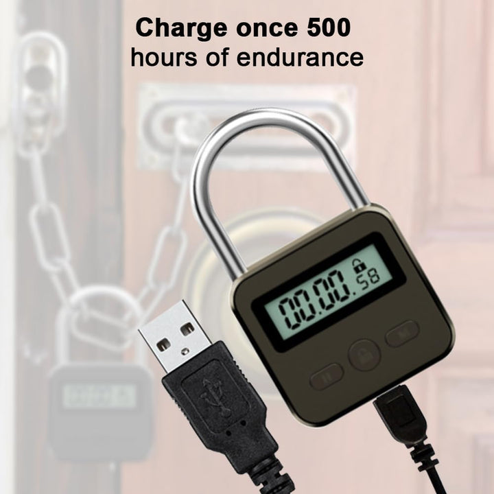 Aoreun Digitale Zeitschloss, Smart Time Lock mit LCD-Display, Wiederaufladbares USB Sicherheits Vorh