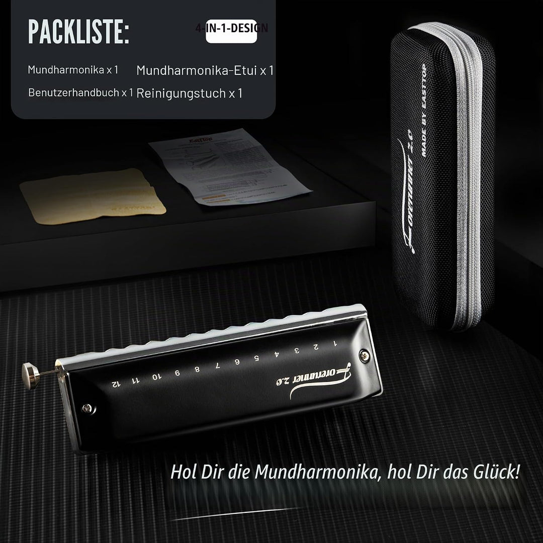 EAST TOP Aktualisiert FORERUNNER 2.0 ohne Ventile Chromatische Harmonika 12-Loch 48 Töne A Key Chrom