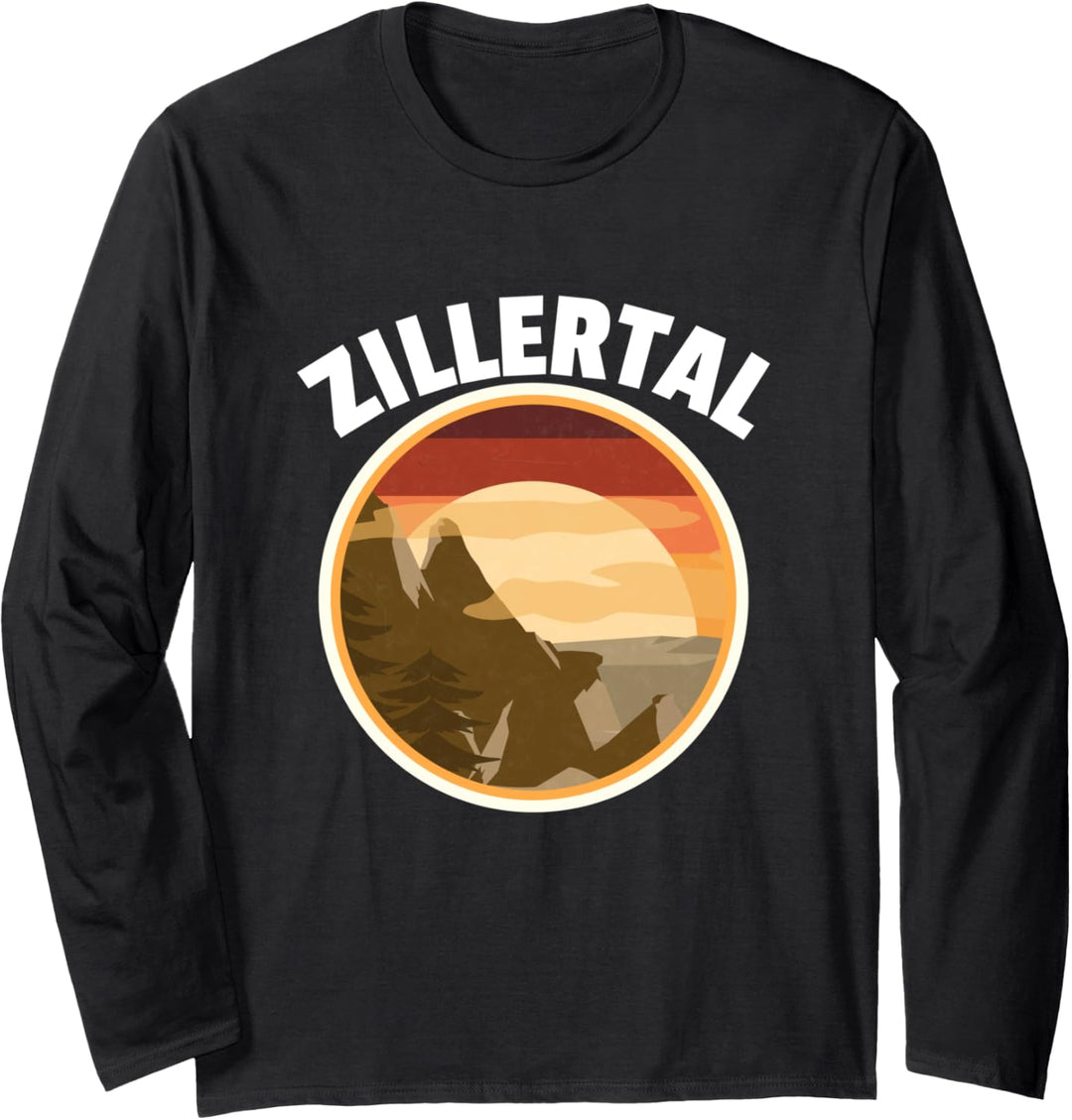 Zillertal Retro Berge Wald Wandern Urlaub Zillertal Langarmshirt