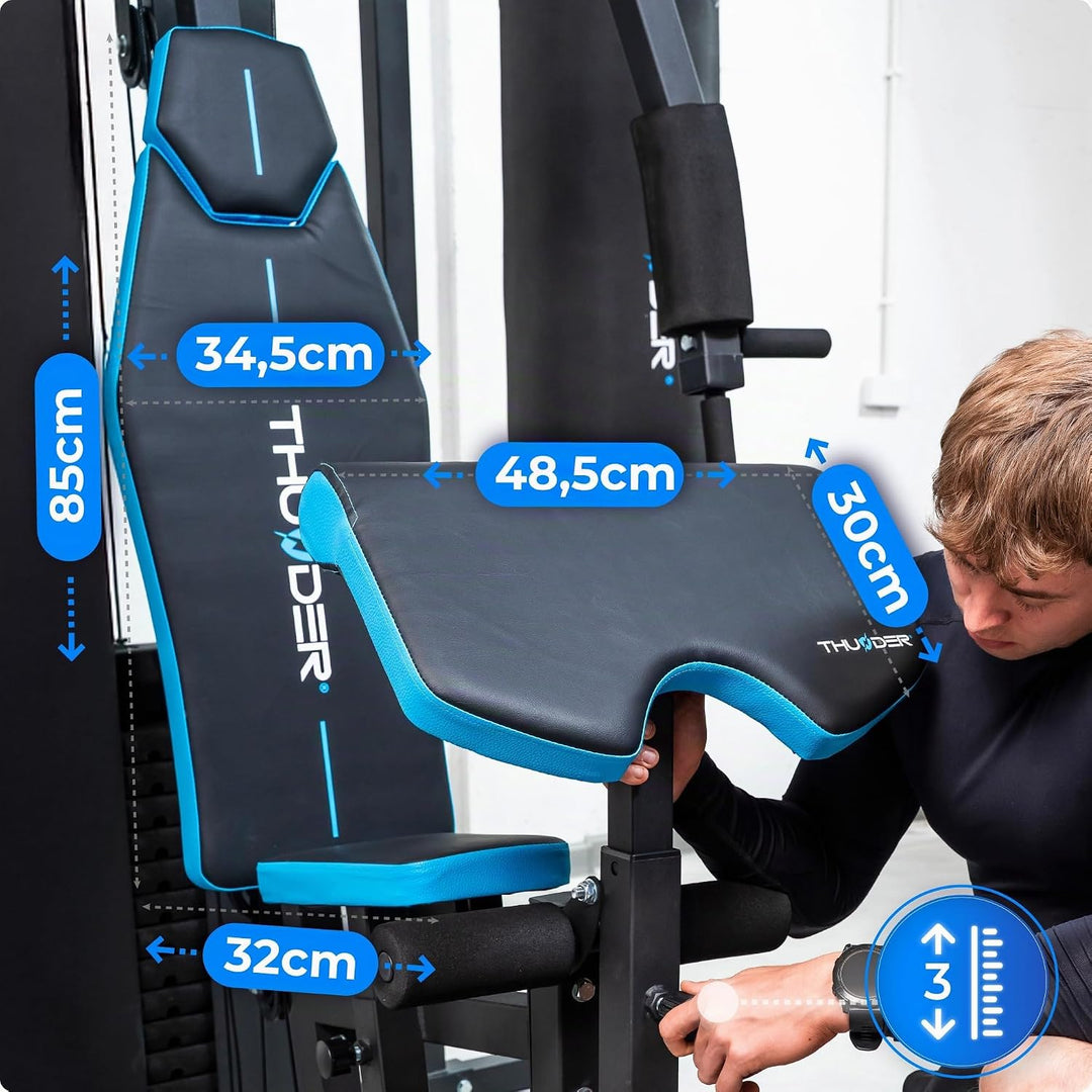 THUNDER Multifunktionale Kraftstation Home Gym Fitnessstation mit Kabelzug &amp; Muskelaufbau Training D