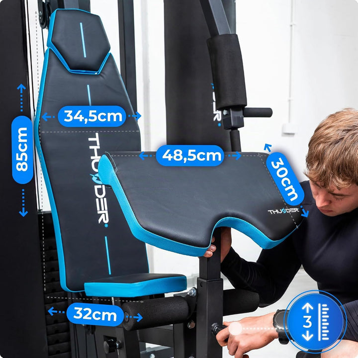 THUNDER Multifunktionale Kraftstation Home Gym Fitnessstation mit Kabelzug &amp; Muskelaufbau Training D