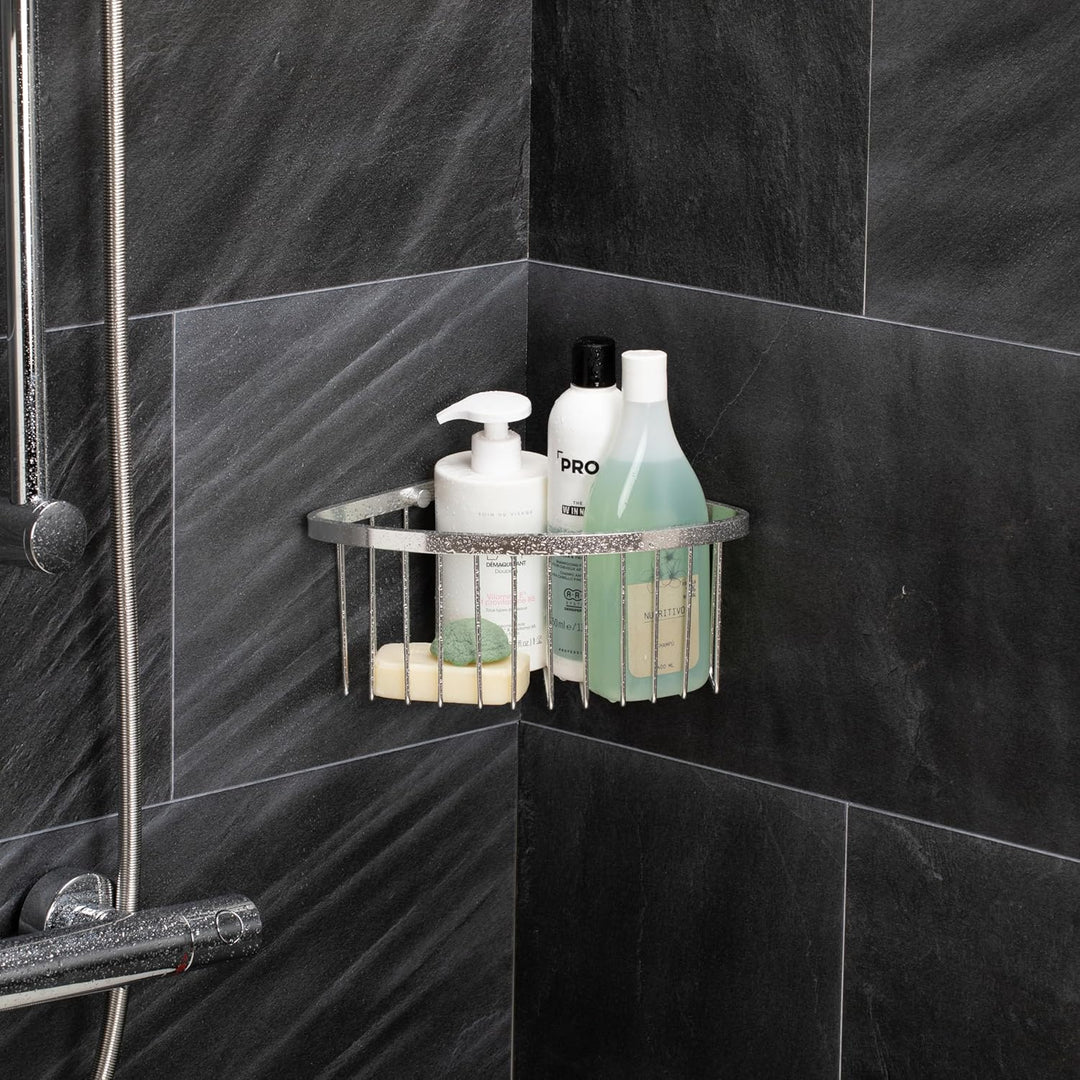 TATAY Duschkorb Ohne Bohren Eckig | Mit Befestigungssystem (Quick Fix) | Belastbar bis 5 kg | 100% R