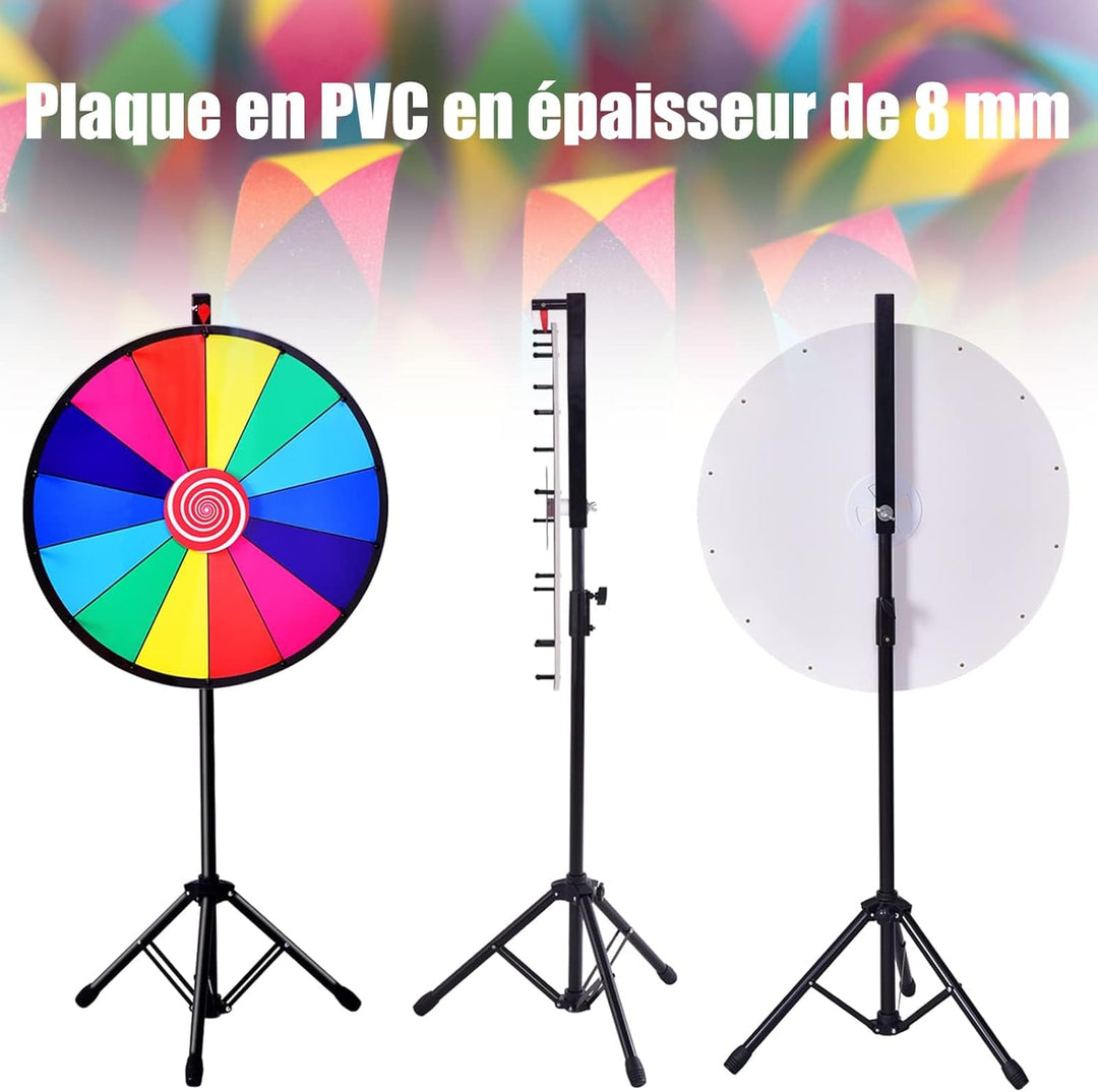 RELAX4LIFE 24" Glücksrad mit Stativ, editierbare Farbe Preisrad, für Lotteriespiele und Wortspiele,