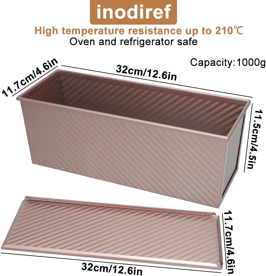 Toastbrot Backform Mit Deckel 1000g Teig Antihaft Kastenform Mit Deckel, Roségold Brotbackform Mit d